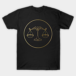 Libra Zodiac Art Gold T-Shirt